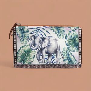 Brighton African Stories Elephant and Leaf Print Clutch